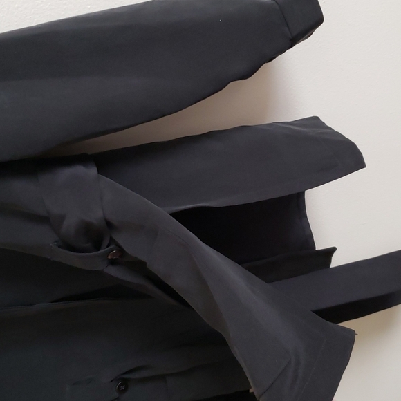 Design by Pat Argenti 100% silk black blazer jacket waist tie, split hem vintage - Picture 7 of 10